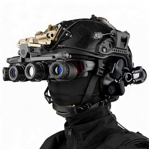 Casco Fast Tattico per Airsoft e Paintball con Cuffie – Montatura NVG Integrata e Occhiali Resistenti agli Urto per Cosplay, Equipaggiamento Tattico Militare