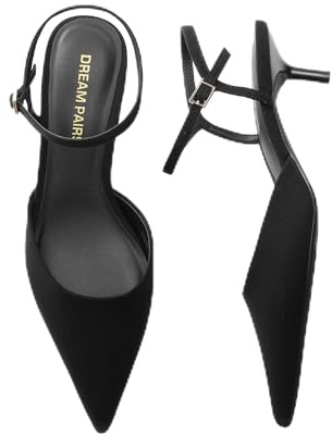 DREAM PAIRS Women's Stiletto Kitten Heel Pumps,Black-Suede,5