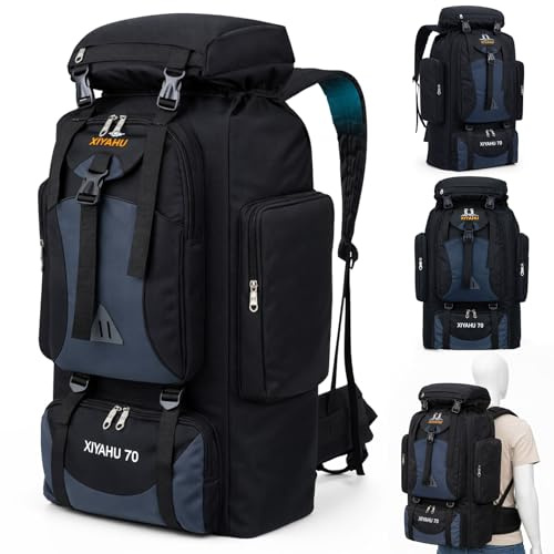 Yaskyly Zaino da Trekking 70L Zaino da Campeggio Leggero Multifunzione per Uomo e Donna, Zaino da Escursionismo Leggero per Caccia Trekking e Campeggio e Altre Attività All'aperto