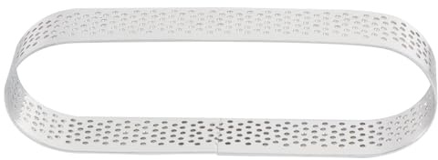 EXAOMBLE Stampo Ovale per Tartellette in Acciaio Inox 304 da 11,9 Cm Fori Ventilazione, Anello Mousse per Dessert e Crostate, Accessorio Cucina per Pasticceria Professionale