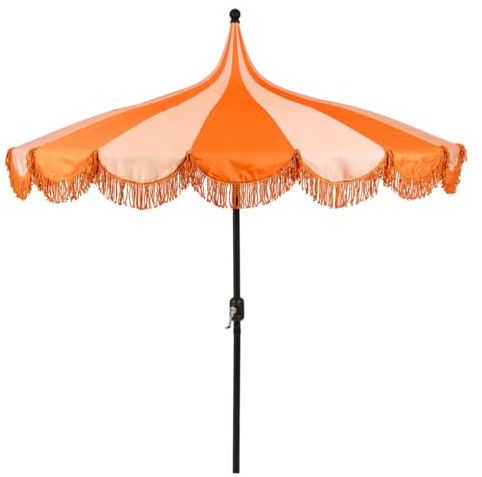 MICA Decorations Kim Parasol Rayé avec Sac de Transport - Protection Solaire 238 x Ø235 cm - Parasol Plage Jardin ou Balcon - Polyester, Acier