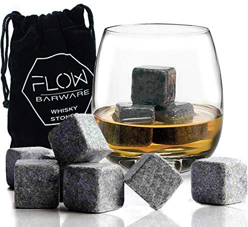 12 x Whisky Stones Chilling Rocks Riutilizzabili Granito Ice Cubes - Scotch Whisky Beverage Cooler, Bourbon Gift
