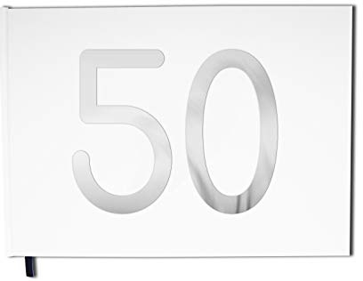UTTSCHEID Gästbok 50 år - födelsedagsminnen - landskap - filt Mate kromade bokstäver -100 sidor - premiumkvalitet ren vit