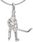 CLEVER SCHMUCK Halskette Eishockey Spieler Anhänger 17 x 19 mm 3D und glänzend Kette Panzer 45 cm 925 Sterling Silber im Schmucketui