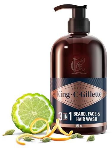 King C Gillette Bartshampoo für Herren, mit Kokosnusswasser, Arganöl und Avocadoöl, 350 ml