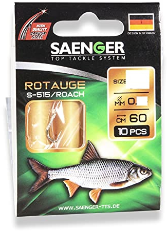 Rotaugen-Haken S-515 Gr. 16-60cm Vorfachhaken Rotauge Carbon Steel von SÄNGER