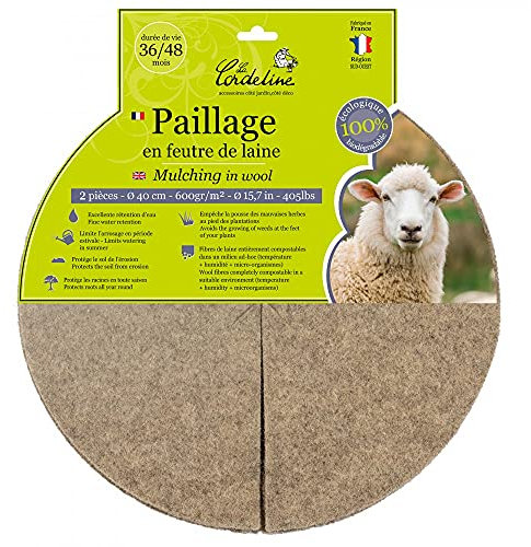 Centrale Brico Lot de 2 disques de paillage, 600 g/m², 0.4x0.4 m