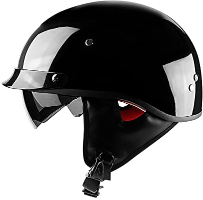 Motorradhelm Retro Halbhelm Chopper Helm DOT/ECE Zertifizierung mit Visier Vintage Motorrad Halber Half Helm Halbschale Jethelm Bike Pilot Chopper Helm Rollerhelm für Damen Herren