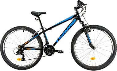 T&Y Trade 26 Zoll Kinderfahrrad Kinder Jungen Damen Mädchen Herrenrad Herren Jugend MTB Fahrrad Mountainbike Jugendfahrrad Hardtail Bike Rad Gabelfederung Federgabel 18 Gang DEVRON TERRANA SCHWARZ