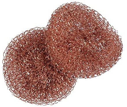WENKO Estropajos de cobre Cobi, set de 2 estropajos para una limpieza suave y sin arañazos de suciedad persistente, apto para acero inoxidable, vitrocerámica y porcelana, inoxidable, Ø 9 x 2,2 cm c/u