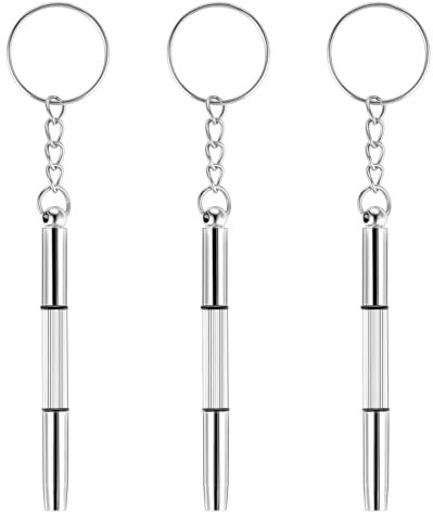 3 Stück Mini Brillen Schraubendreher Set, 3 in 1 Edelstahl Schraubendreher, Tragbares Reparaturset für Brillen, Sonnenbrillen, Schmuck und Uhren, Ideal für Uhrmacher und Spielzeugreparatur, Silber