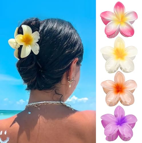 4 Pezzi Pinze per Capelli Fiori Clip Artiglio da Donna,4 colori grandi fermagli antiscivolo per donne,Accessori Capelli per Ragazze e Donna,Elegante Antiscivolo Plastica Pinze per Capelli di Fiori