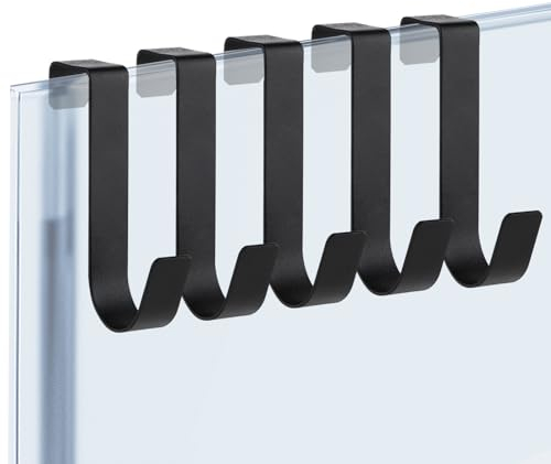 COMNICO 5 Stück Handtuchhaken Ohne Bohren Delstahl Wasserdicht Haken Universal Türhaken Garderobenhaken Türgarderobe zum Einhängen für Badezimmer (Mattschwarz)