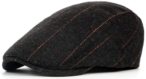 Xinveen Men's Newsboy Hats Winter Flat Ivy Gatsby Cap Irish Cabbie Ivy Driving Hunting Hat Black