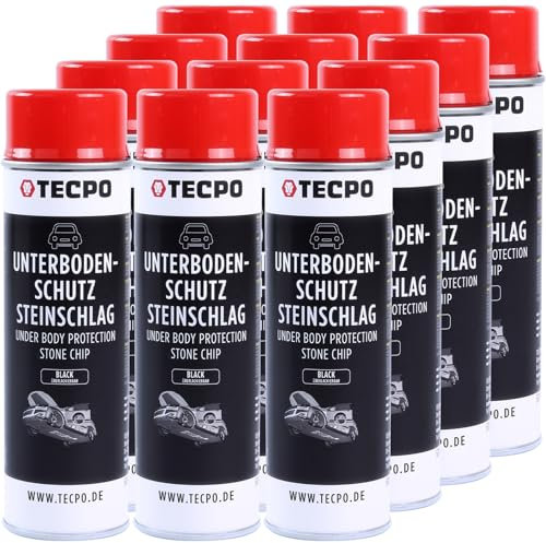 TECPO 12 protezioni sottoscocca verniciabili, colore nero, 500 ml