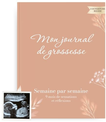 HuBorns - Journal de Grossesse pour Capturer Chaque Moment Hebdomadairement, Livre Grossesse Future Maman avec Espace pour Photos et Ultrason, Livre De Grossesse à Remplir pour Préparer l'Accouchement