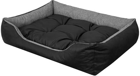 PillowPrim Hundebett - katzenkorb - kuscheliges Hundekissen - Hundekissen für kleine Hunde - erhöhte Ränder EInfach zu reinigen, M, 84x65 cm, Graphit