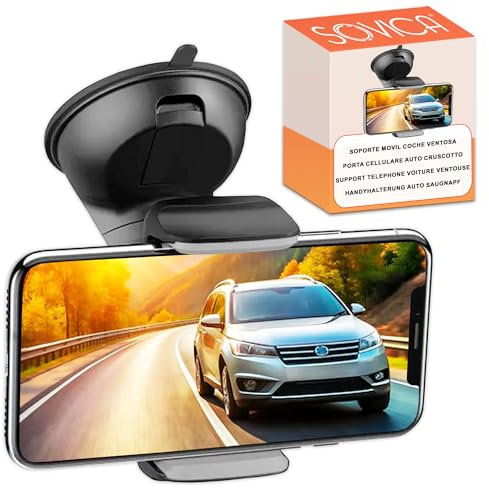 Porta cellulare auto cruscotto ventosa parabrezza Rotazione a 360º posizionamento orizzontale e verticale regolazione universale compatibile con smartphone fino a 7,6 installazione semplice