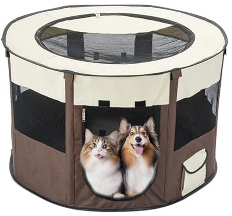 Vmxlso Welpenauslauf Faltbar, 70 x 70 x 40cm Welpenlaufstall, Tragbarer Laufstall Hund Indoor, Hundelaufstall für Wohnung, Oxford Wasserdichter Pet Laufstall für Hunde, Katzen Und Kleintiere