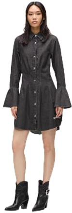 Karl Lagerfeld Jeans Femme Wide Sleeve Denim Dress Noir délavé XL