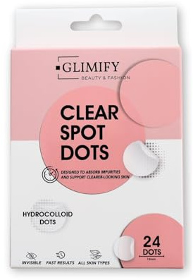 GLIMIFY Invisible Pimple Patches (24 Count) - Hydrocolloid Spot Dots with Tea Tree Oil & Salicylic Acid - Overnight Blemish Care for Teens & Adults - Waterproof & Fast Acting, 12mm