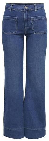 ONLY Onlcypress HW Pocket Flare Dnm PIM, Medio De Mezclilla Azul, 32W / 30L Mujeres