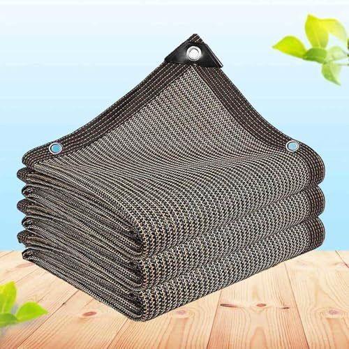 Shade - Red de sombra para plantas de jardín con ojales, vela rectangular multifuncional, malla transpirable para plantas, invernaderos, patios, marrón, 5 x 8 m