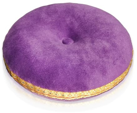UPCEED Singing Bowl Cushion for Tibetan Singing Bowls, Handmade Silk Brocade Round Cushion Pillow for Sound Healing and Crystal Sound Bowls Accessories(Purple,7.5 Inch)