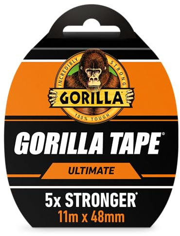Gorilla Tape ULTIMATE, 11m, Black - Our Strongest Tape Ever, One Loop Holds 350kg | Water Resistant with High Tensile Strength | Great For Hauling, Strapping, Patching, Bundling & Lifting