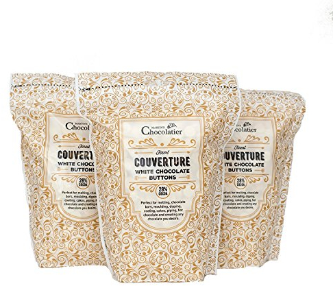 Boutons de Chocolat Blanc 3 x 900g - Idéal pour les Fontaines à Chocolat - Chocolat de Luxe - Galets de Chocolat