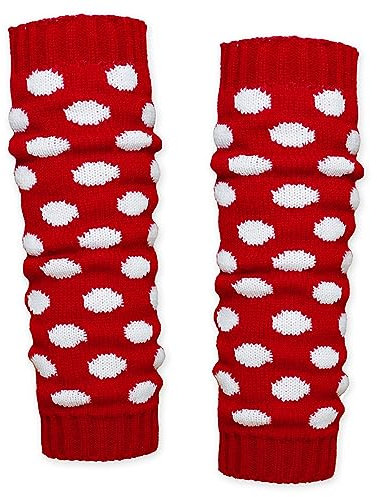 SoulCats 1 Paar Grobstrick Bein Stulpen mit Punkten in 4 verschiedenen Farbkombinationen, Rot mit Weißen Punkten, Einheitsgröße