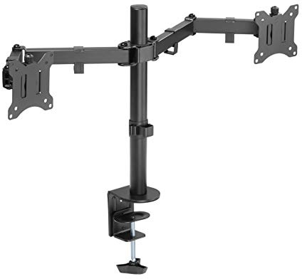 Amer Dual Monitor Stand for 17-32 inch VESA 75x75/100x100 Screens, Height Adjustable Monitor Arm with 2 Installation methods