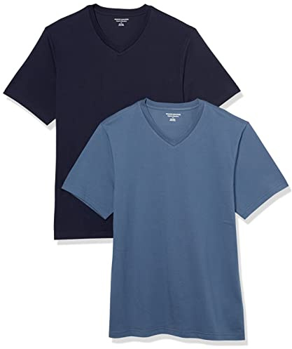 Amazon Essentials Camiseta de manga corta con cuello de pico Hombre, Paquete de 2