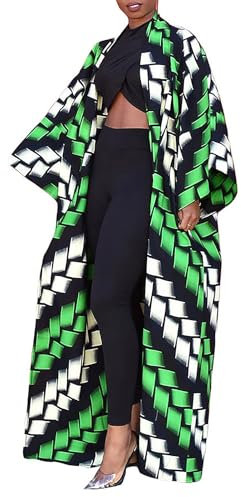 Cardigan Long Africain Ouvert sur Le Devant, Veste Dashiki Tribal pour Femmes, vêtements d'extérieur Ankara Kente, Manteaux Longs