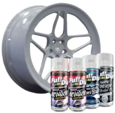AutoFullCar - Pack de jantes - Full Colors by Full Dip - Peinture acrylique permanente - Format spray 400 ml/u. - Contient de la peinture, de la peinture et du vernis finition brillante ou mate (NARDO