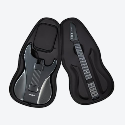 AeroBand Chitarra intelligente senza corde, da viaggio, elettrica acustica, portatile, silenziosa, con tastiera rimovibile, per appassionati, adulti, adolescenti, MIDI (nero)