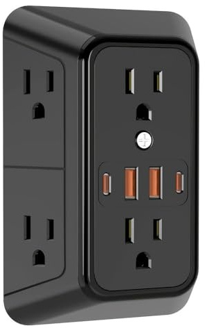 ZBDZSW Caricabatterie da Muro USB Protezione da sovratensione Estensione Presa Porte di Ricarica Ciabatta multipresa a 3 Lati Adattatore Prese Multiple distanziate