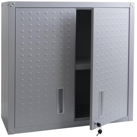 Mendler Armadio pensile HWC-O52, armadietto a muro, garage, con serratura, in acciaio 77x77x31cm - grigio chiaro