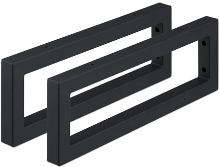 Relaxdays Escuadras Repisa, Set de 2, 45 cm, Soportes Estantes o Lavabo Pared, Acero, Sujeta Baldas Rectangulares, Negro