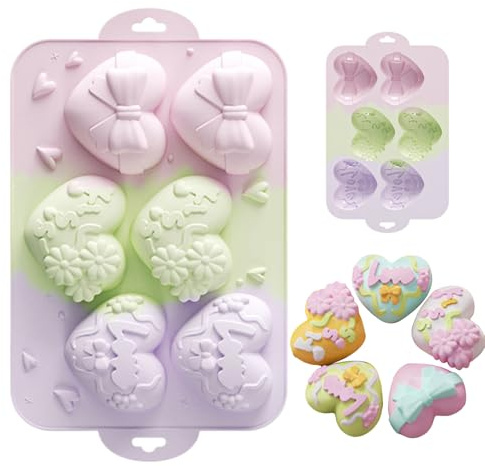 Heart-Shaped Silicone Mold - Cake Pop M0ld with Embossed Design | Pattern Mould Cavity 3D Diamond | Food-Safe Moldd For Valentine's Day Postres, Cheese, Brownies, Jelly, Pudding, Soap, Cake Baking