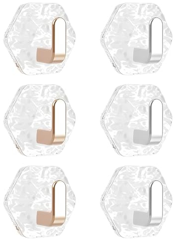 KIRZAX 6 Piezas Ganchos Adhesivos Para Pared, Colgador Toalleros de Baño sin Taladro,Ganchos Adhesivos Para Pared Baño Impermeables, Perchas Autoadhesivo Fuertes para Baño Cocina Albornoz Trapos