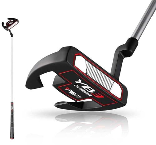 Men Women Sports Golf Club Putter Right-Handed Mallet Putters with 3 Degree Loft Steel Rod and Aiming Line (golf club)