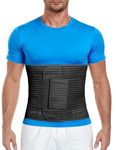 Gepoetry Abdominal Binder, 12-Inch Wide Elastic Belly Wrap for Plus Size Men and Women, Abdominal Binder Post-Surgery Stomach Compression Garment for Hernia Surgery, Natural Birth(Black,XL)