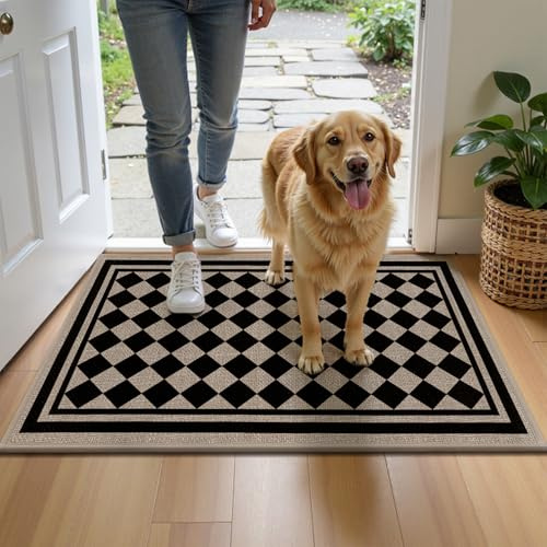 Enyhom Tapis Entree Interieur 44x76cm, Antidérapant Paillasson Interieur Entree, Absorbant Tapis de Porte, Lavable, Fin Tapis de Sol pour Entrée, Couloir, Cuisine, Chien