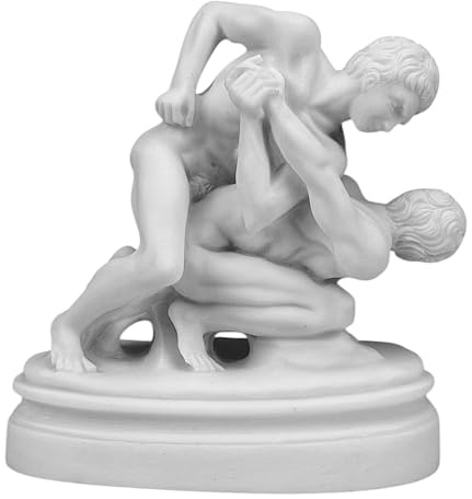 Scultura in marmo fuso dei lottatori degli Uffizi - Replica di atleti greci e romani - Statua greca romana classica fatta a mano, 16 cm