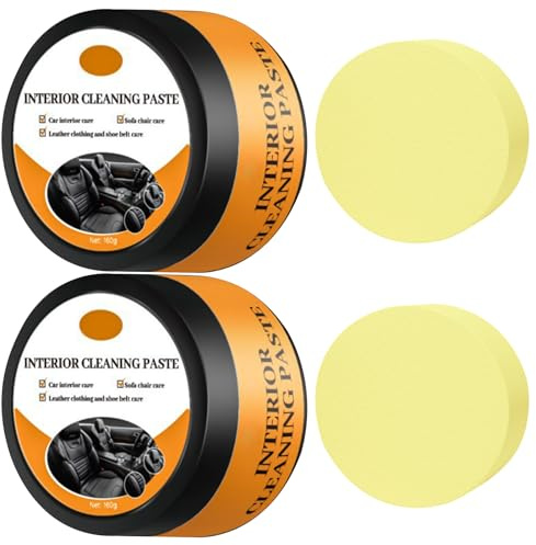 Vkwcck Crema Pulizia Interni Auto 160g*2, Detergente Per Pelle e Plastica