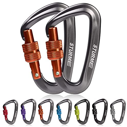 STURME 12kN (2697 lbs) Heavy Duty Locking Carabiner Clips for Outdoor, Camping, Hiking, Securing Pets, Hammock, Dog Leash Harness