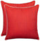 Brandsseller 2er Set Outdoor Kissen 45x45 cm – Wetterfeste Zierkissen mit Paspel in Leinenoptik – Wasserabweisende Gartenkissen & Dekokissen für draußen – Sofakissen für Balkon & Terrasse - Rot