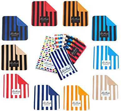 10* ED HICKS Mikrofaser Brillenputztücher in Optikerqualität —Reinigungstücher Brillenputztuch — 18cm X 18cm — für Brillen, Sonnenbrillen, Handy, Tabletten, Gläser und Objektiv— Aufbewahrungsbeutel