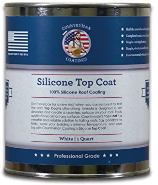 Revestimiento de techo 100% silicona – Restaura tu techo en un día – sella fugas, grietas, costuras, penetraciones, se adhiere a todas las superficies (1 cuarto de galón, blanco)
